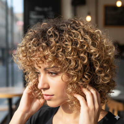 acconciatura capelli ricci biondi